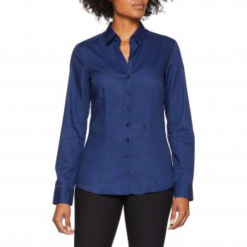 Blusa de Algodón para Mujer Seidensticker Slim Fit de Manga Larga, Color Azul Oscuro, Talla 36 EU, Lavable a 40°C