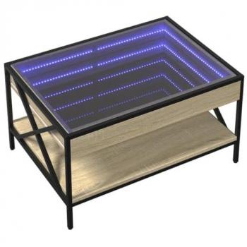 Mesa de centro con Infinity LED roble Sonoma 70x50x38 cm, mesita de Centro, Mesa Auxiliar, Mesa de salón, mesita, mesita de sofá