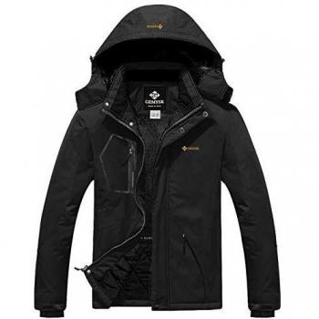 GEMYSE Chaqueta de Esquí Impermeable de Montaña para Hombre Abrigo de Invierno de Lana Antiviento con Capucha
