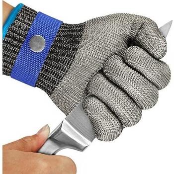 OKAWADACH Guantes Anticortes de Nivel 5 Guantes Trabajo Malla Acero Guante Protección de Seguridad Guante de Metal Guante de Acero Inoxidable Guantes Anti-corte Guante Carnicero