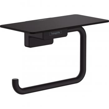 Hansgrohe AddStoris Toilet Paper Holder with Shelf, Black Matt (41772670)