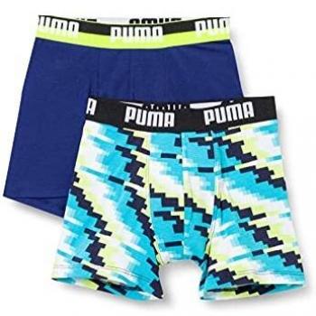 PUMA Boy's Glitch Boxer (2 Pack) Ropa Interior, Azul, 122-128 Niño