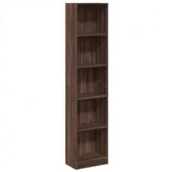 Estantería de madera de ingeniería marrón roble 40x24x176 cm, estantería de libros, librería, estante de almacenamiento, armario de almacenamiento