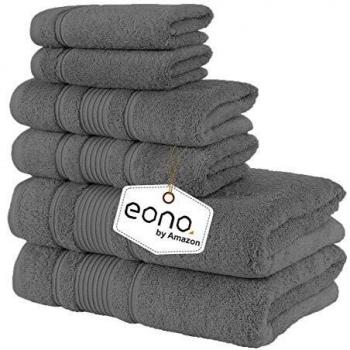 Eono by Amazon, Toallas de SPA y Hotel Juego de Toallas de 6 Piezas, 2 Toallas de baño, 2 Toallas de Mano y 2 toallitas