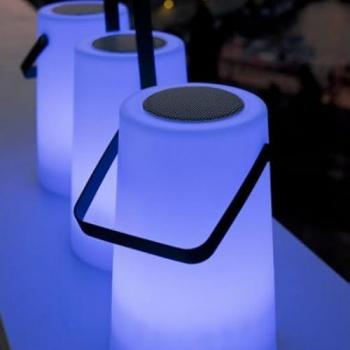 Lámpara Decorativa Nómada 30 cm con Altavoz Bluetooth, Luz LED RGB y Batería Recargable para Exterior e Interior