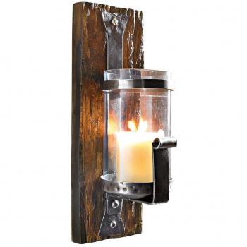Pureday Soporte de Vela de Pared Madera de Pino rústico Madera de Hierro marrón
