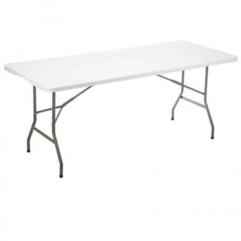 Mesa Auxiliar Blanca de Metal y Polietileno 183 x 76 x 74 cm