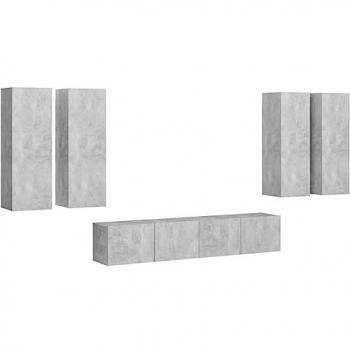 Set de Muebles para TV de 6 Piezas en Aglomerado Gris Hormigón