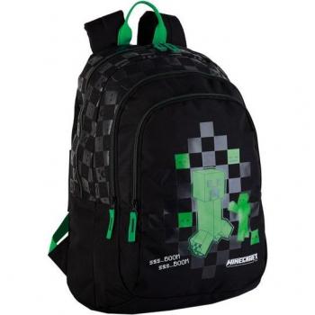 Mochila Escolar Minecraft Creeper Doble Compartimento Gran Capacidad Adaptable a Carro 44 x 30 x 20 cm Toybags Negro