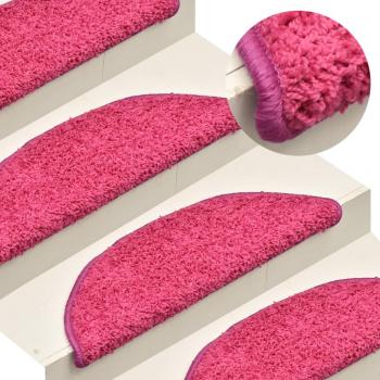 Alfombra para escalones de escalera, 15 unidades, 56 x 17 x 3 cm, color rosa