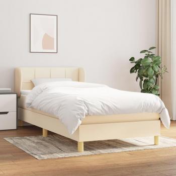 Cama box spring con colchón de muelles color crema 80x200 cm en tela