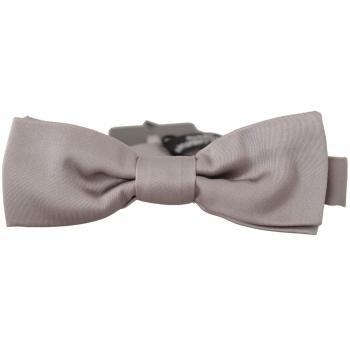 Dolce & Gabbana Silver 100% Silk Slim Adjustable Neck Papillon Tie