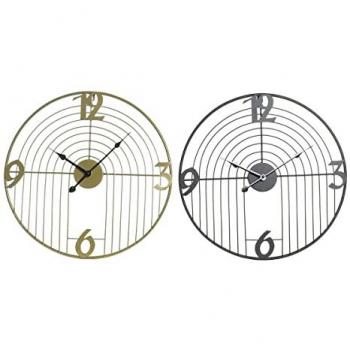 Reloj de Pared DKD Home Decor Negro Dorado Metal Moderno 45 x 3 x 45 cm (2 Unidades)