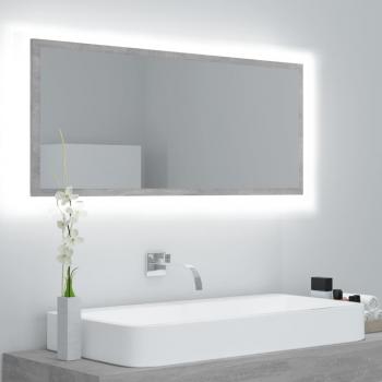 Espejo de baño con LED en aglomerado gris hormigón 100x8,5x37 cm