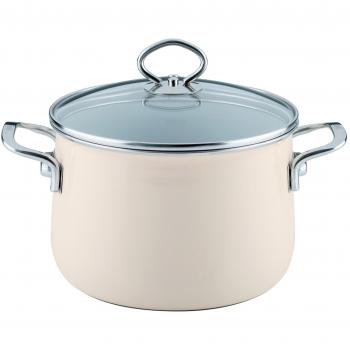 Olla de Carne Cerámica con Tapa de Vidrio 4,0L 20cm Avorio