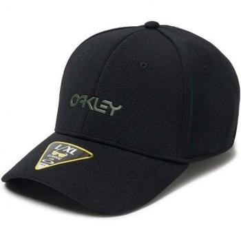 Oakley 6 Panel Stretch Metallic Hat in Blackout, New Dark Brush, or Poseidon/White - Available in S/M or L/XL