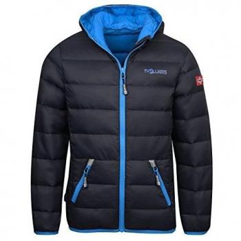 Trollkids Chaqueta de Plumón para Niños Dovrefjell, Color Antracita/Azul Medio Talla 5 años