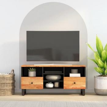 Mueble de TV 100x33x46cm Acacia de madera maciza y madera multicapa Marrón
