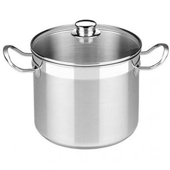 Bra - Olla Profesional de Acero Inoxidable de 26 cm con Tapa de Cristal, Triple Fondo Difusor, Apta para Lavavajillas