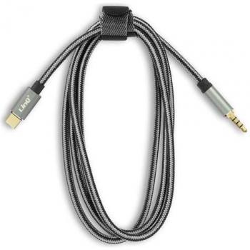 Cable de Audio Nylon Trenzado 1,5m USB-C a Jack 3,5mm Macho LinQ Negro