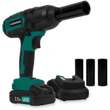 Llave de impacto sin cable 20V - 4 ajustes: 100/200/300/400Nm - Incl. 4 vasos | Incl. batería 2.0Ah y cargador