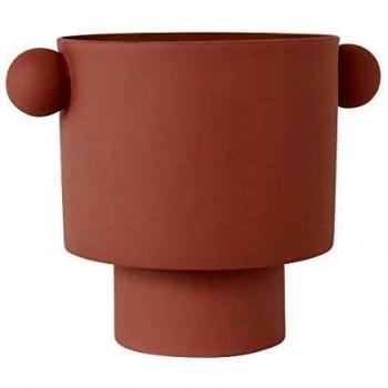 OYOY Maceta Living Inka Kana Pot grande, cerámica, 15 x 16 cm, color gris, beige, marrón