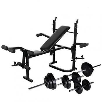 vidaXL Banco Soporte Barras Mancuernas 30,5 kg Musculación Pesas Entrenamiento