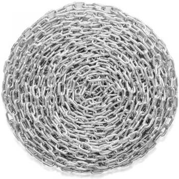 Galvanized Carbon Steel Proof Coil Chain, 7.3 mm x 28 m, 756 kg Load Capacity, with Quick Connectors for Towing and Hanging