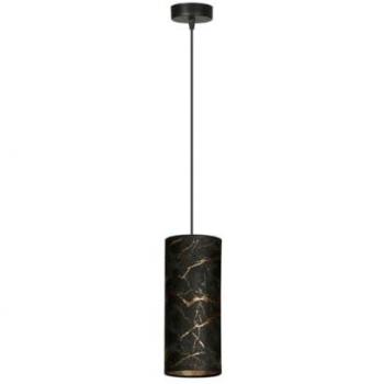 Lámpara de Suspensión Karli, Acero Negro con Recubrimiento de Polvo y Tejido, 10x100x6 cm