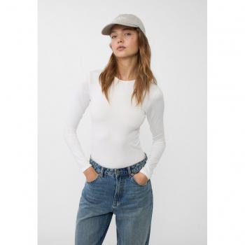 Ecru Long Sleeve Polyamide Bodysuit S