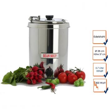Olla eléctrica profesional de acero inoxidable, 5,7 litros, 300 W, diámetro de 28 cm, altura de 37 cm, ST-57INOX GGG