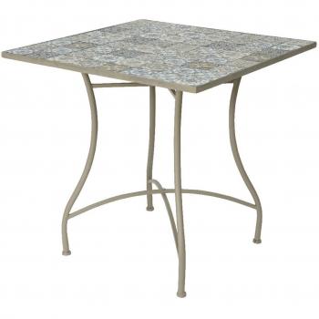 Mesa Auxiliar en Forja EDM Bistro Marrón 78 x 78 x 77 cm, mesa metálica/mosaico de color marrón, modelo bistro para exterior