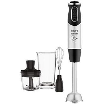 Batidora de Mano Krups Perfect Mix HZ6568 - 1000W, Acero Inoxidable, 4 Cuchillas, Tecnología Powelix, Incluye Varilla y Accesorios (500ml Picadora y