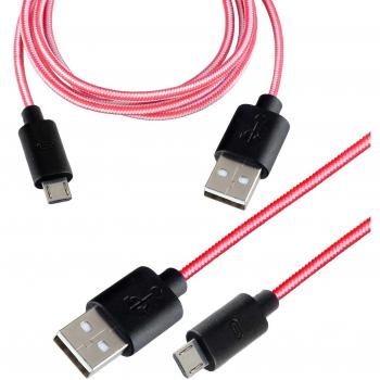 Yayago – Cable micro USB 2.0 Deluxe USB tipo A, conector micro USB tipo B, USB Cable de datos Deluxe en rojo de color blanco para Medion Lifetab E10320 