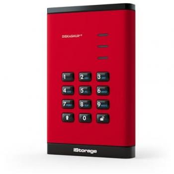 iStorage diskAshur3 500GB Red - Secure Portable Hard Drive with 256-bit Hardware Encryption, Dust & Water Resistant