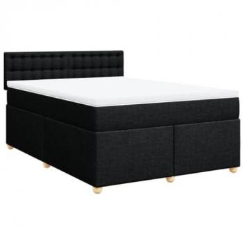 Cama box spring con colchón negro 140x190 cm en tela