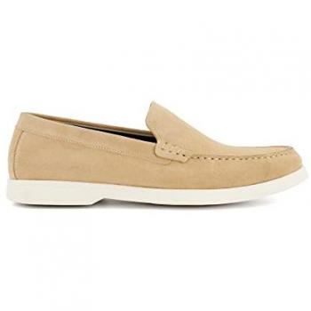 Dune London Men's Buftonn Topstitch Casual Loafers - Cream/Brown Suede - Size 11