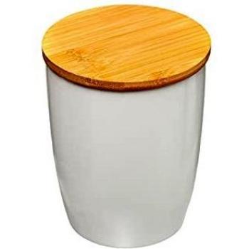Tarro de cerámica blanco con tapa de bambú 0,85L - 11,5 x 14,7 cm