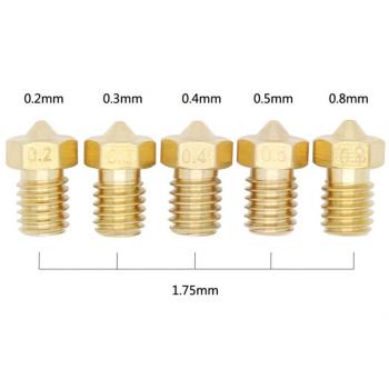 UEETEK Cabeza de impresión de cobre amarillo de la boquilla de la extrusora de la impresora 5pcs 3D para la impresora del PLA de 1.75mm