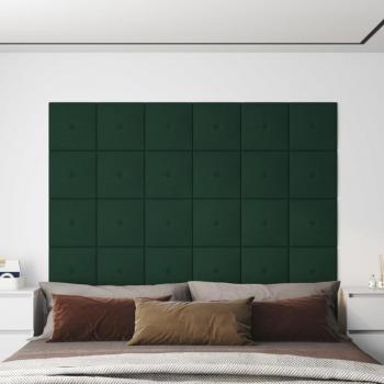 Paneles de pared 12 uds tela verde oscuro 30x30 cm 1,08m²