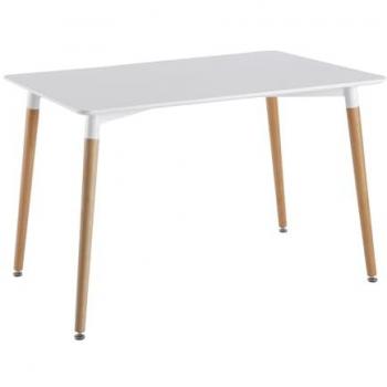 Mesa Rectangular Moderna Bicolor de Madera Blanca y Natural, 115,1x75,2x76 cm