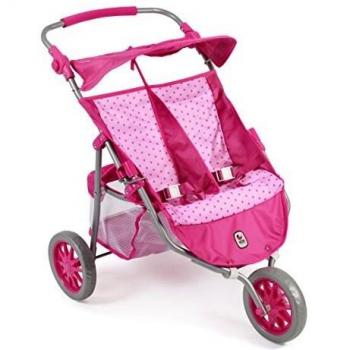Bayer Chic 2000 697 31 – de Gemelos Jogger, Zwilling Carro para muñecas de hasta 50 cm, Dots Rosa
