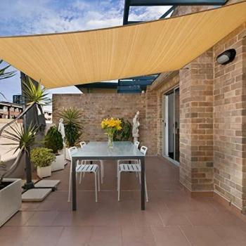 HENG FENG Toldo Vela de Sombra Rectangular 3 x 4 m Protección Rayos UV Solar Protección HDPE Transpirable Aislamiento de Calor para Dar Sombra a su Jardín Color Arena