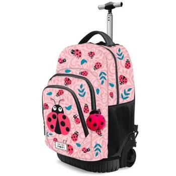 Mochila Trolley Ladybug Oh My Pop! 47cm Karactermania, color rosa, con ruedas integradas, capacidad de 39 L