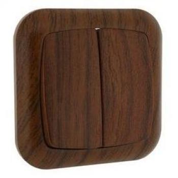 Conmutador doble empotrable color madera