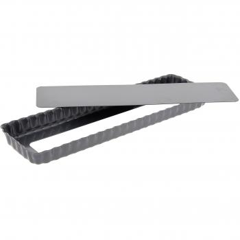 Molde rectangular para tarta De Buyer 36x10 cm con fondo desmontable y acero inoxidable
