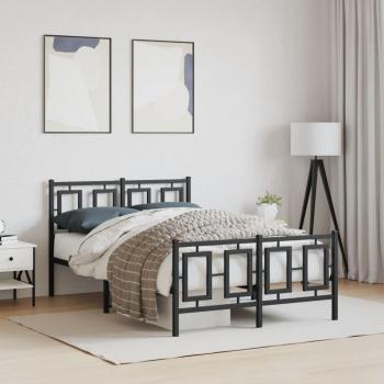 Cabecero y pediera de cama en metal negro 120x190 cm