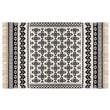 Tapis Decorativo de Algodón Delhi 120x170 cm en Negro y Blanco
