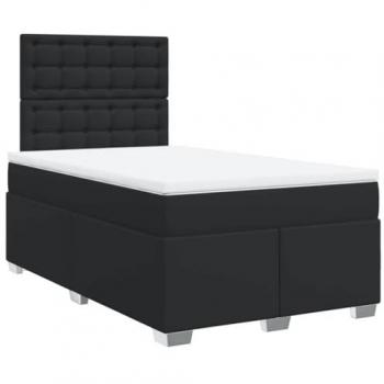 Cama Box Spring con colchón de cuero sintético negro 120x200 cm vidaXL