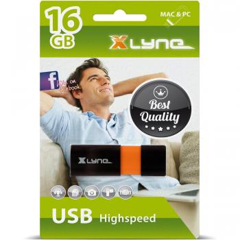 Pendrive Xlyne Wave USB 2.0 de 16 GB Negro y Naranja